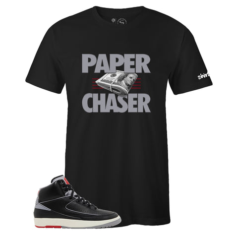 Air Jordan 2 Retro Black Cement Inspired Crew Neck Paper Chaser T-shirt