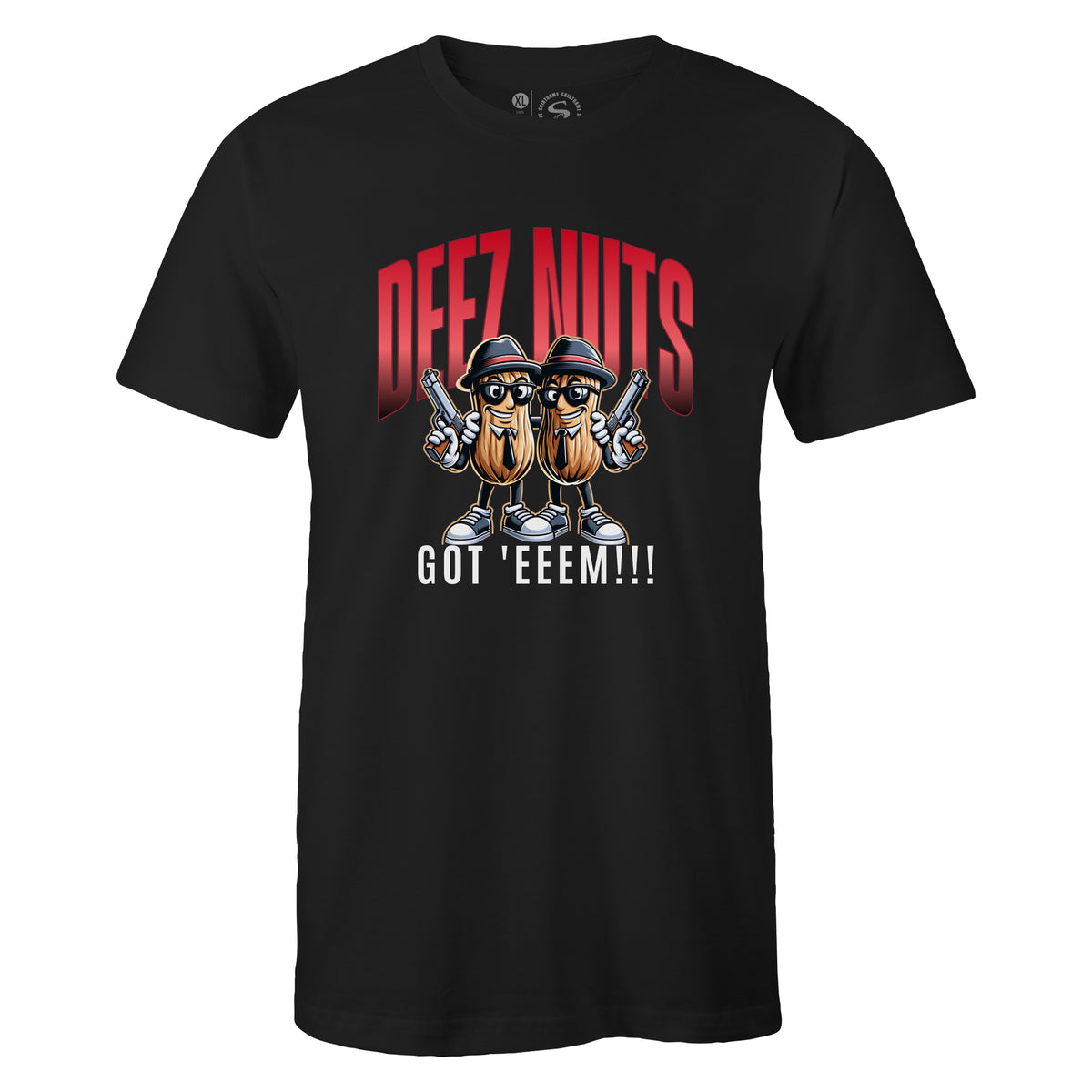 Black Crew Neck 'Deez Nuts' Funny Graphic T-shirt | SkylarStyle
