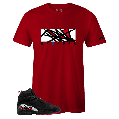 Air Jordan 8 Retro Playoffs Inspired Red Crew Neck GR8NESS T-shirt