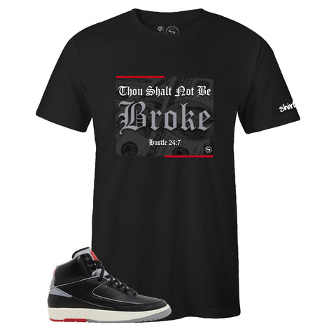 Air Jordan 2 Retro Black Cement Inspired Crew Neck Broke T-shirt