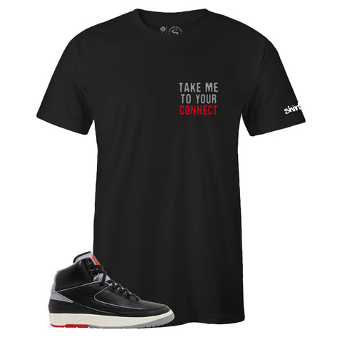 Air Jordan 2 Retro Black Cement Inspired Crew Neck Connect T-shirt