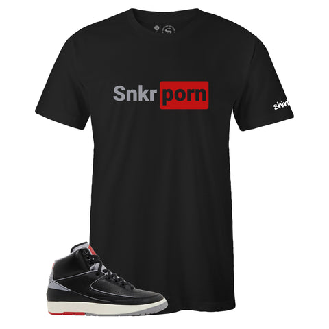 Air Jordan 2 Retro Black Cement Inspired Crew Neck Snkr Porn T-shirt