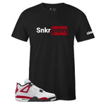 Air Jordan 4 Retro Red Cement Inspired Black Crew Neck Snkr Porn T-shirt