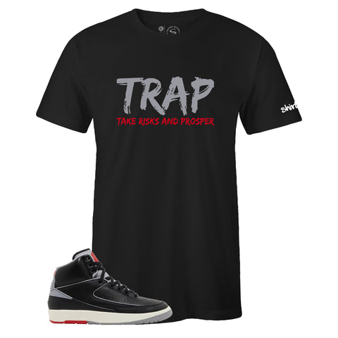 Air Jordan 2 Retro Black Cement Inspired Crew Neck TRAP T-shirt