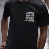 Black Crew Neck 'Moon Watcher' T-shirt