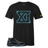 Black Crew Neck Gamma Blue 11 XI Sneaker-Inspired Graphic T-Shirt