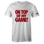 Air Jordan 4 Retro Red Cement Inspired White Crew Neck On Top of My Game T-shirt
