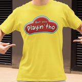 Yellow Crew Neck 'But You Playin' Tho' T-shirt