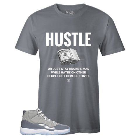 Grey Crew Neck HUSTLE T-shirt to Match Cool Grey 11s 2021