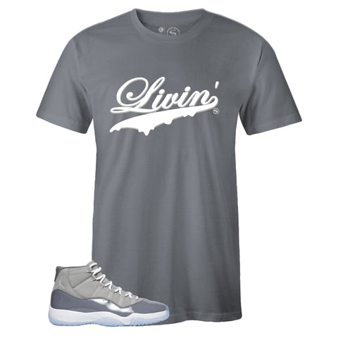 Grey Crew Neck LIVIN' T-shirt to Match Cool Grey 11s 2021