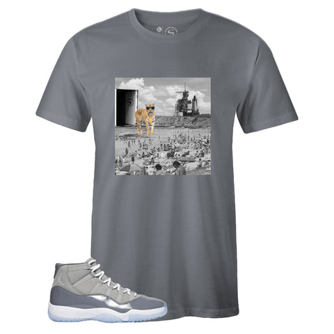 Grey Crew Neck TIGER BEACH T-shirt to Match Cool Grey 11s 2021