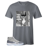 Grey Crew Neck YOU ARE HERE T-shirt to Match Cool Grey 11s 2021
