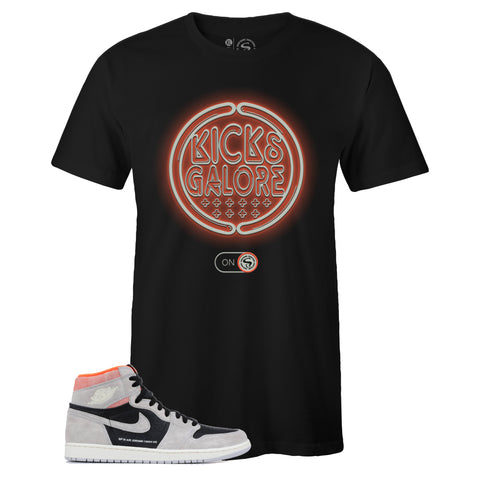 Black Crew Neck KICKS GALORE T-shirt To Match Air Jordan Retro 1 High OG Hyper Crimson