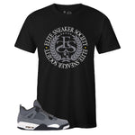 Black Crew Neck ELITE SNEAKER SOCIETY T-shirt To Match Air Jordan Retro 4 Cool Grey