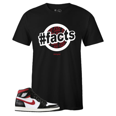 Black Crew Neck FACTS Sneaker T-shirt To Match Air Jordan Retro 1 OG Gym Red