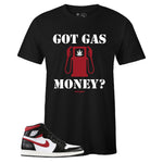 Black Crew Neck GAS MONEY T-shirt To Match Air Jordan Retro 1 OG Gym Red