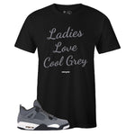 Black Crew Neck LL COOL GREY T-shirt To Match Air Jordan Retro 4 Cool Grey