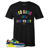 Black Crew Neck LEO GANG T-shirt To Match Nike Air Max 90 Viotech 2.0