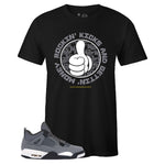Black Crew Neck ROCKIN' KICKS T-shirt To Match Air Jordan Retro 4 Cool Grey