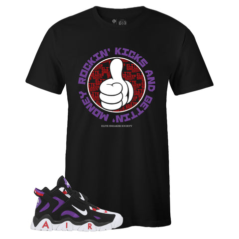 Black Crew Neck ROCKIN KICKS Sneaker T-shirt To Match Nike Air Barrage Mid Raptors