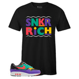 Black Crew Neck SNKR RICH Laces T-shirt To Match Air Max 1 Windbreaker