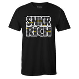 Black Crew Neck SNKR RICH T-shirt To Match Air Jordan Retro 4 Cool Grey