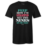 Men's Black Crew Neck STRAPPED T-shirt To Match Air Lebron 9 South Beach