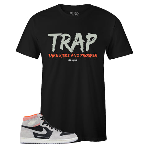 Black Crew Neck TRAP T-shirt To Match Air Jordan Retro 1 High OG Hyper Crimson