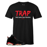 Black Crew Neck TRAP T-shirt To Match Air Jordan Retro 6 Black Infrared