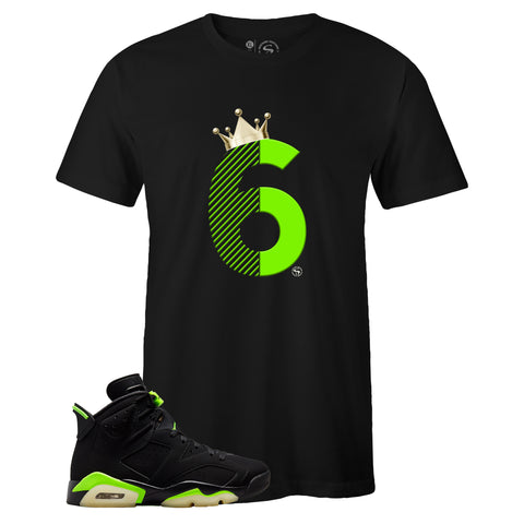 Black Crew Neck SIX T-shirt to Match Air Jordan Retro 6 Electric Green
