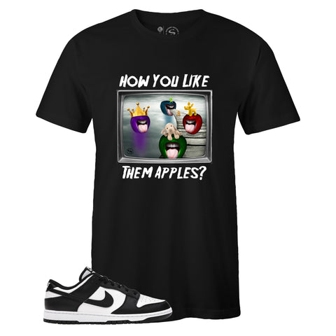 Black Crew Neck BAD APPLES T-shirt to Match Nike SB Dunk Low Black White