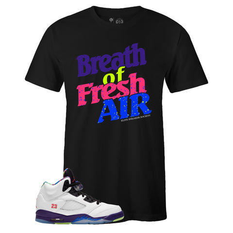 Black Crew Neck BREATH OF FRESH AIR T-shirt to Match Air Jordan Retro 5 Alternate Bel Air