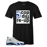 Black Crew Neck COP FLIP RE-UP T-shirt to Match Air Jordan Retro 14 Hyper Royal