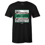 Black Crew Neck CREATIVITY T-shirt to Match Air Jordan Retro 1 OG Pine Green