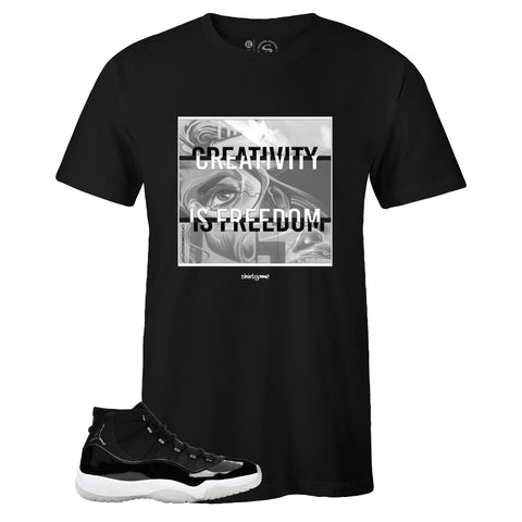 Black Crew Neck CREATIVITY T-shirt to Match Air Jordan Retro 11 Jubilee