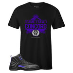 Black Crew Neck I CAME I SAW T-shirt to Match Air Jordan Retro 12 Dark Concord