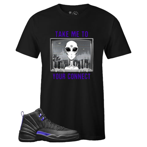 Black Crew Neck CONNECT T-shirt to Match Air Jordan Retro 12 Dark Concord