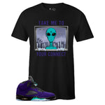 Black Crew Neck CONNECT T-shirt to Match Air Jordan Retro 5 Alternate Grape