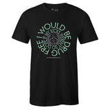 Black Crew Neck DRUG FREE T-shirt To Match Air Jordan Retro 4 Green Glow