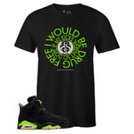 Black Crew Neck DRUG FREE T-shirt to Match Air Jordan Retro 6 Electric Green