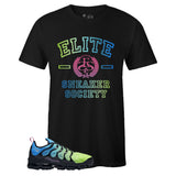 Black Crew Neck ELITE SNEAKER SOCIETY T-shirt To Match Air VaporMax Plus Aurora Green