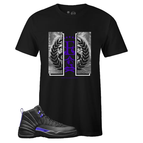 Black Crew Neck ELITE SNEAKER SOCIETY T-shirt to Match Air Jordan Retro 12 Dark Concord