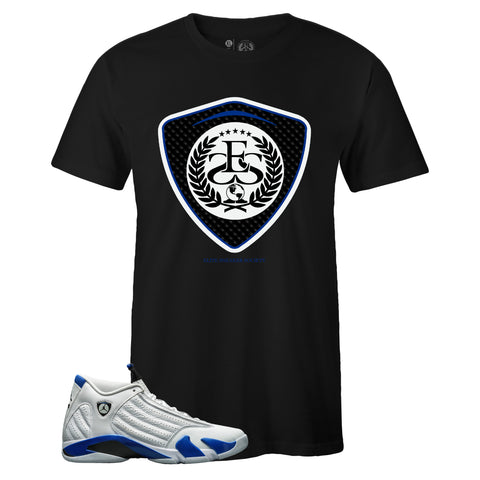 Black Crew Neck ELITE SNEAKER SOCIETY T-shirt to Match Air Jordan Retro 14 Hyper Royal