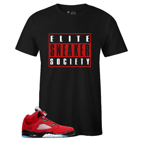 Black Crew Neck Elite Sneaker Society T-shirt to Match Air Jordan Retro 5 Raging Bull