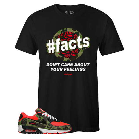 Black Crew Neck FACTS T-shirt to Match Air Max 90 Reverse Duck Camo