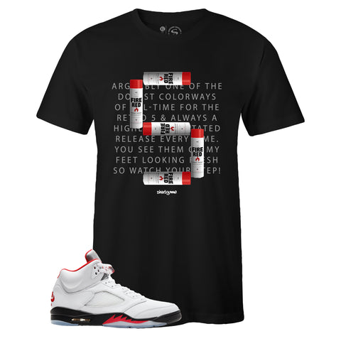 Black Crew Neck FIVE T-shirt to Match Air Jordan Retro 5 Fire Red