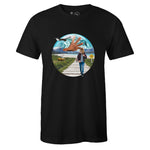 Black Crew Neck FLYION Graphic Novelty T-shirt