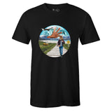 Black Crew Neck FLYION Graphic Novelty T-shirt