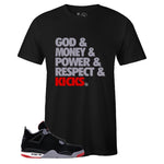 Black Crew Neck GOD MONEY T-shirt To Match BRED 4