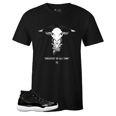 Black Crew Neck GOAT T-shirt to Match Air Jordan Retro 11 Jubilee